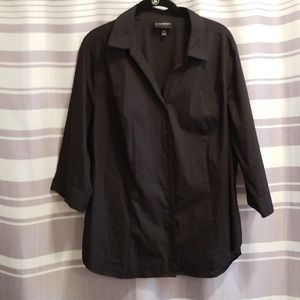 Lane Bryant sz 18  3/4 sleeve button down black